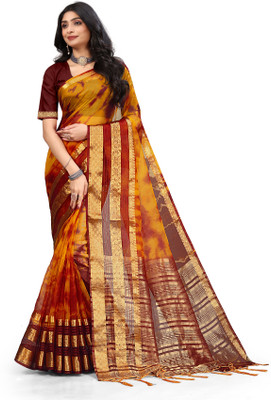 Aarunika SST Striped Bollywood Organza Saree(Maroon)
