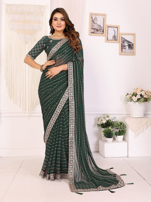 Vastram Enterprise Embroidered Bollywood Georgette Saree(Green)