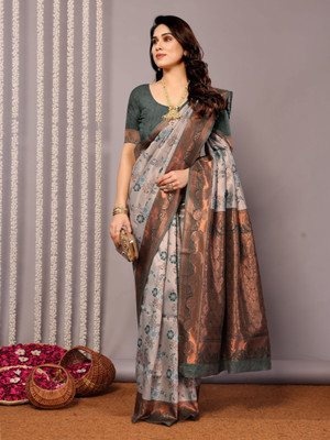 Soor Panchi Woven Banarasi Pure Silk Saree(Green)