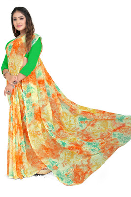 Pemal Designer Printed Daily Wear Georgette Saree(Multicolor)