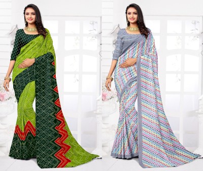 STYLEVEDA Paisley Daily Wear Georgette Saree(Pack of 2, Grey, Green)