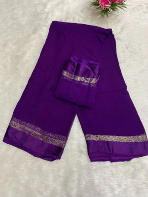VINIT ENTERPRISE Solid/Plain Bollywood Viscose Rayon Saree(Purple)