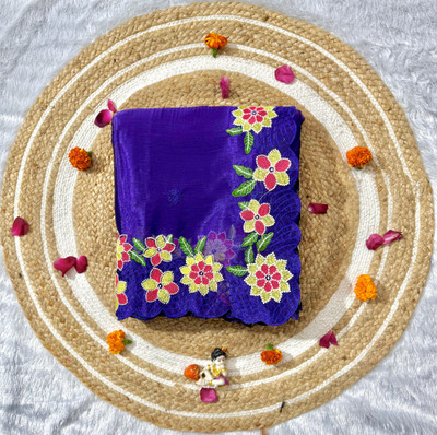 RK Creation Embroidered Bollywood Pure Silk Saree(Purple)