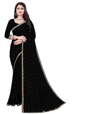 JellyFashion Self Design Bollywood Art Silk Saree(Black)