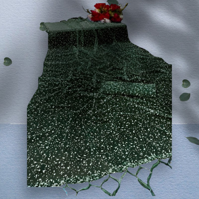 MAAFAB Self Design Bollywood Net Saree(Green)