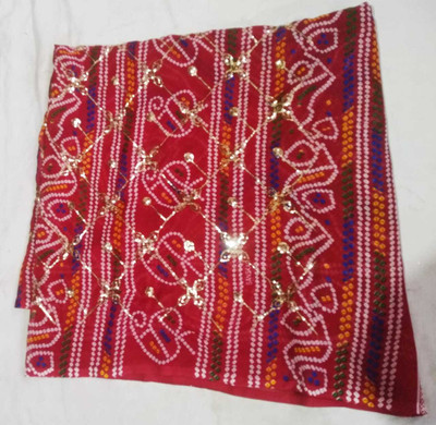 AARTI SAREES Digital Print, Embellished Bandhani Chiffon Saree(Red)