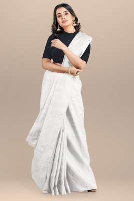 cloud vastra Self Design Bollywood Pure Cotton Saree(White)