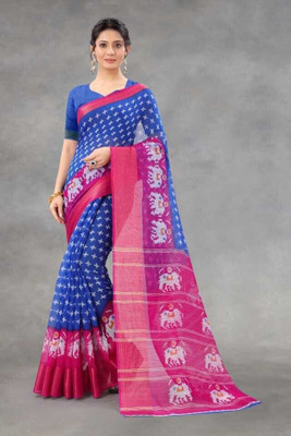 Suntex Printed Bandhani Crepe Saree(Blue)