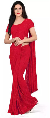 Vragi Woven Bollywood Net Saree(Red)