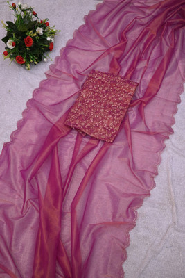 KV Fashion Solid/Plain Bollywood Organza Saree(Purple)