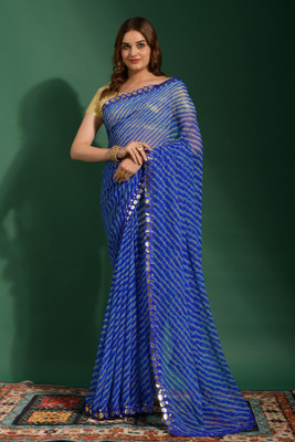 Dwiza Enterprise Printed, Digital Print Bollywood Georgette, Chiffon Saree(Blue)