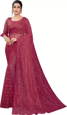 Nilkanthvarni Creation Self Design Bollywood Net Saree(Maroon)