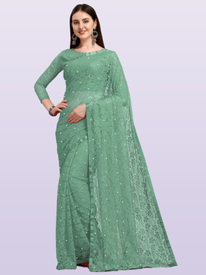 LOROFY Self Design Bollywood Net Saree(Multicolor)