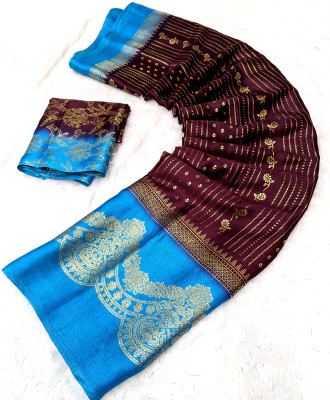 VD PRINTS Printed Leheria Silk Blend Saree(Maroon)
