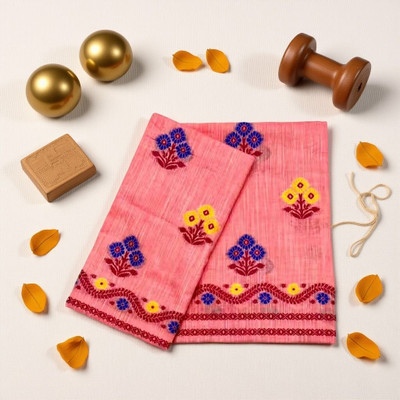 SellZone Woven Mekhela Chador Cotton Blend Saree(Beige)