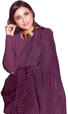 Sidhidata Solid/Plain Bollywood Chiffon Saree(Magenta)