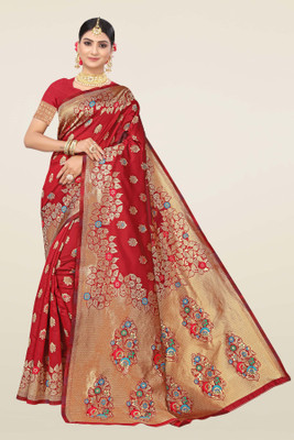 Divastri Woven Banarasi Silk Blend Saree(Maroon)