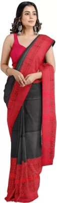 Handloom ssaree Embroidered Handloom Cotton Blend Saree(Black)