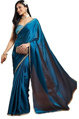 SHETH SHYAMALYO Embellished Bollywood Jimmy choo Saree(Blue)