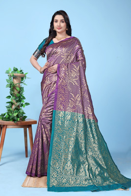 DDRS Fashion Self Design Bollywood Jacquard Saree(Purple)