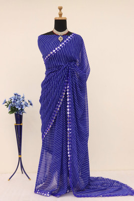 FoogFeb Embellished Bollywood Georgette Saree(Blue)