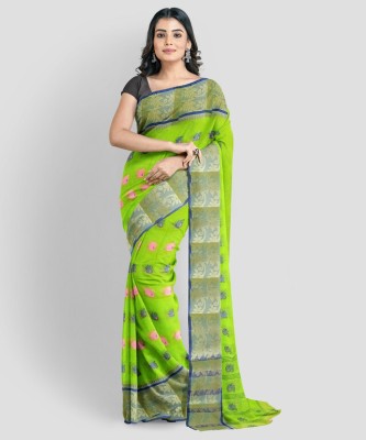 TG fasion Self Design Banarasi Pure Cotton Saree(Light Green)