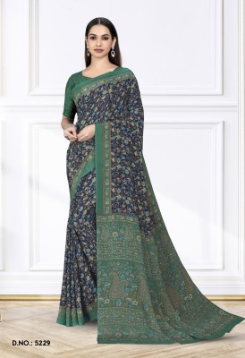 Vimla Printed Daily Wear Crepe Saree(Green, Dark Blue)