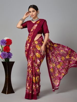 A V M Print Floral Print Daily Wear Georgette Saree(Multicolor)