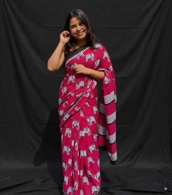 CRAFTWELL Self Design Handloom Pure Cotton Saree(Multicolor)