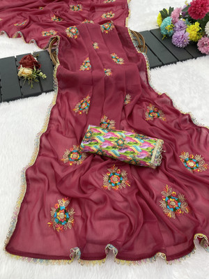 Adiyogi Enterprise Embroidered Bollywood Georgette Saree(Green)