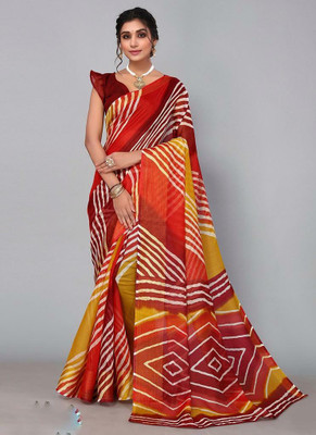 Spacekart Printed Daily Wear Cotton Blend Saree(Maroon)