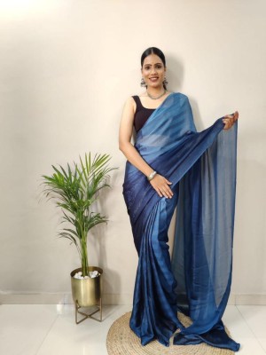 ZILVIRA Striped Bollywood Georgette Saree(Light Blue)