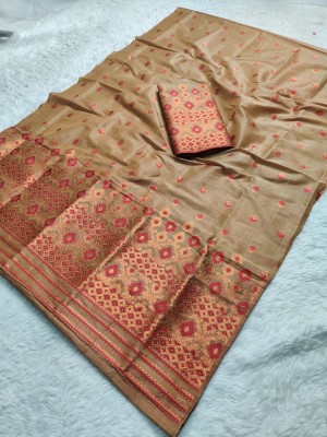 Skiran's Woven Mekhela Chador Tussar Silk Saree(Multicolor)