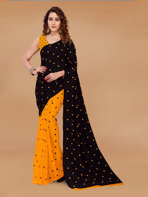 Moda Rapido Printed Daily Wear Georgette Saree(Black)
