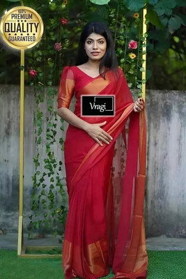 Vragi Embellished Bollywood Chiffon Saree(Red)