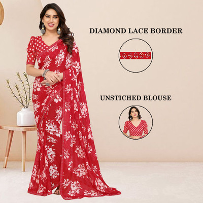 Anand Sarees Printed Bollywood Georgette Saree(Red)