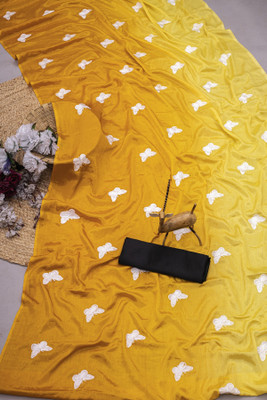 Julee Embroidered Bollywood Chiffon Saree(Yellow)