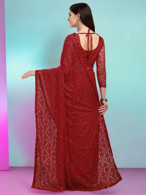 NEXA Self Design Bollywood Net Saree(Maroon)