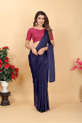 Sachita Self Design Bollywood Chiffon Saree(Blue)