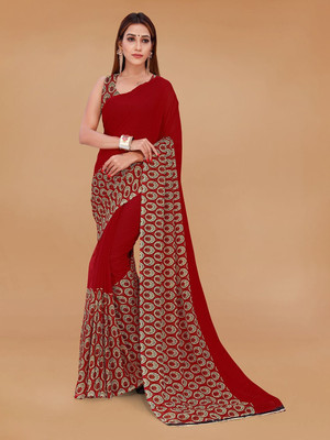 Moda Rapido Printed Daily Wear Georgette Saree(Maroon)