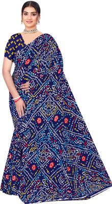 INDONIQ Graphic Print, Printed Daily Wear Chiffon, Georgette Saree(Blue)