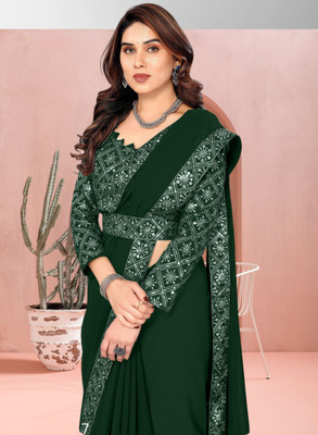 Kalavrit Creation Embroidered Bollywood Georgette Saree(Green)