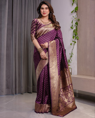 iHIYAzz ENTERPRISE Printed Banarasi Pure Silk Saree(Magenta)