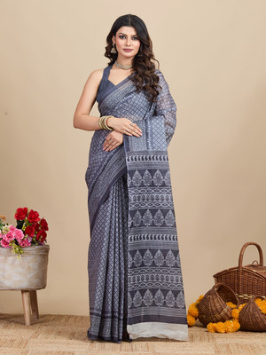 SHANVIKA Printed Daily Wear Pure Cotton Saree(Grey)