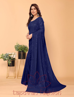 tapovan fashion Self Design Bollywood Chiffon Saree(Blue)