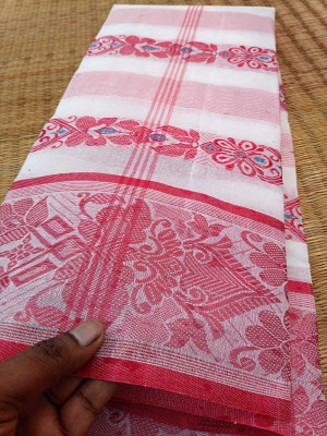 Happy Creation Woven Jamdani Handloom Cotton Blend Saree(Multicolor)