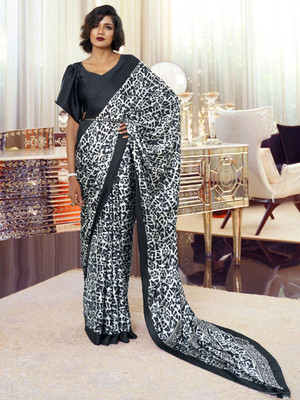ANOUK Digital Print Bollywood Crepe Saree(Black)