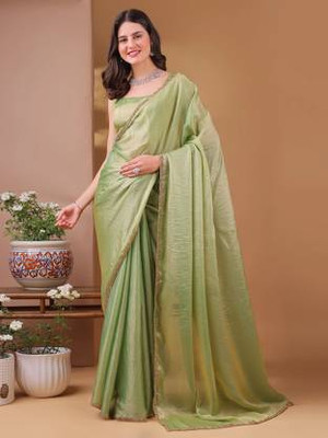 Sita Solid/Plain Bollywood Silk Blend, Organza Saree(Light Green)