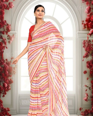 JAYAMENTERPRISE Striped Bollywood Georgette Saree(Multicolor)