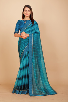 DIVYASHAKTI FASHION Embellished Daily Wear Lycra Blend Saree(Dark Blue)